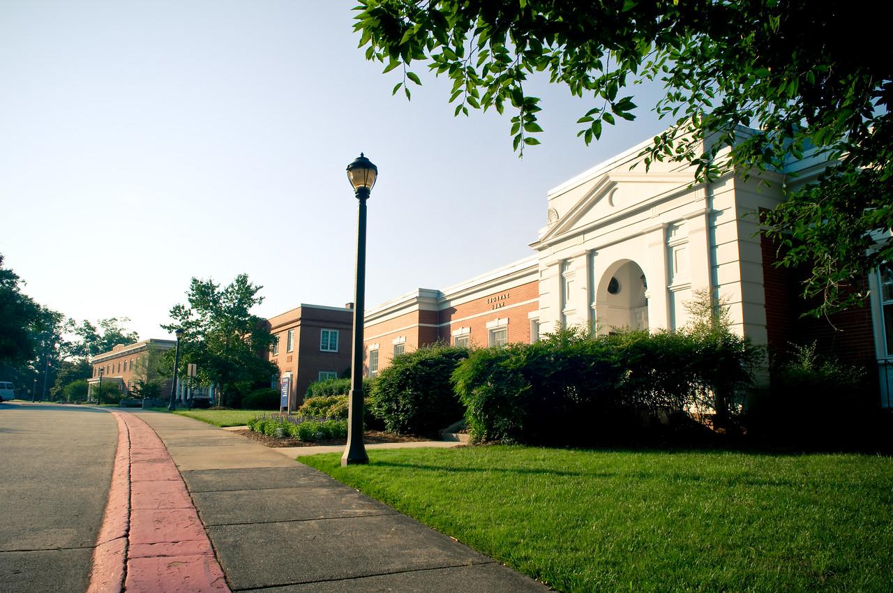 Sanford hall exterior on front campus drive.